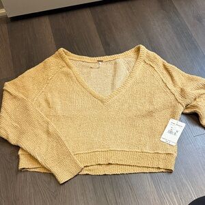 Free People V-Neck Sweater in Cream